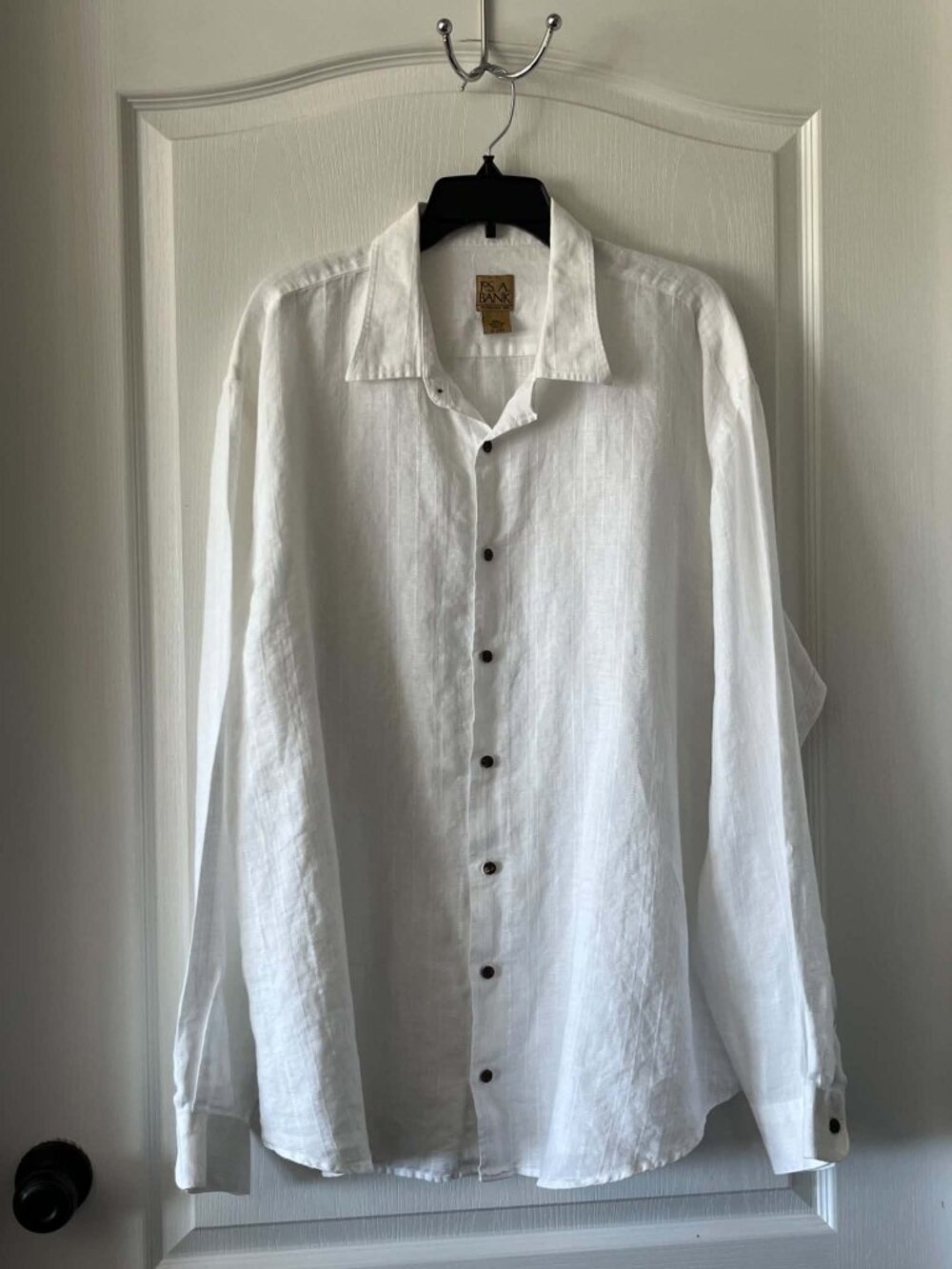 JOS. A. Bank Long Sleeve White Button Up Shirt 100% Linen for Men's size XXL